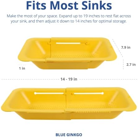 Blue Ginkgo Over Sink Colander, Extendable Kitchen Strainer, Yellow