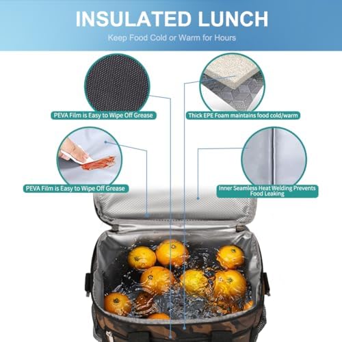 iknoe Insulated Lunch Bag, Foldable 8.5L Cooler Bag for Men & Women, Lunch Box