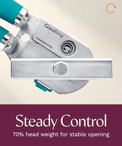 Heavy Duty Manual Can Opener with Magnetic Lid Lifter, Teal