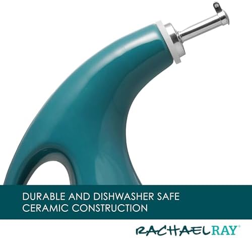 Rachael Ray Ceramics EVOO Oil and Vinegar Dispensing Bottle, 24 Ounce, Turquoise, (Pack of 4)