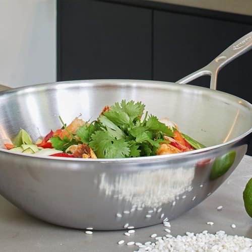 Demeyere Industry 5-Ply 5-qt Stainless Steel Flat Bottom Wok