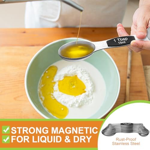 Wildone Stainless Steel Magnetic Measuring Spoons with Strong Magnets, 14pc