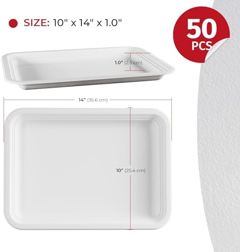 SPARGOS 14 Inch Disposable Food Trays, 50 Pack Crawfish Boil