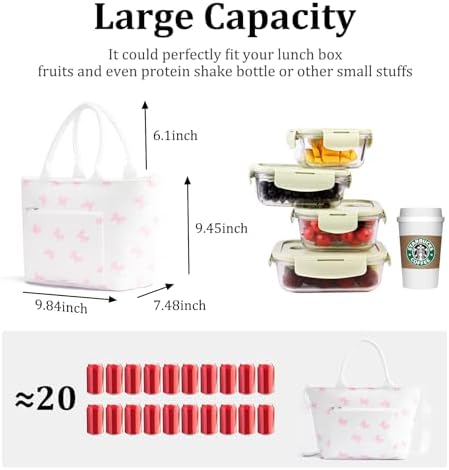 Lunch Bag for Women Adult Large Insulated Lunch Box Girl Cute Corduroy Lunch Tote Bags Reusable Leakproof Cooler Work Picnic
