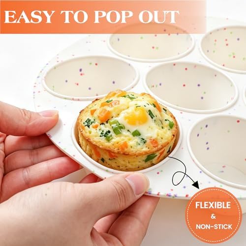 CAKETIME Silicone Muffin Pan for Air Fryer Oven, 7 Cups, 2 Pack