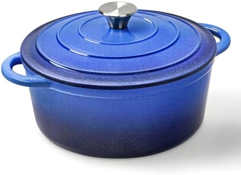 5 QT Enameled Cast Iron Dutch Oven Pot with Lid & Gold Powder