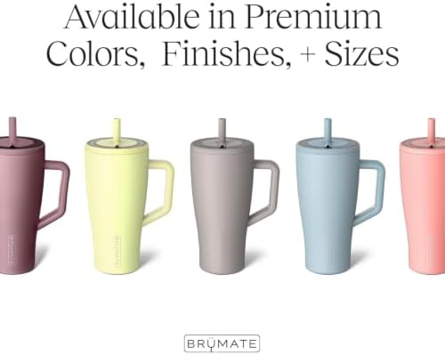 BrüMate Era 40 oz Tumbler with Handle & Straw | 100% Leakproof Insulated Water Bottle Tumbler with Lid & Flexible SoftSip Straw | Made of Stainless Steel | Cup Holder Friendly | 40oz (Coral)