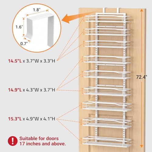 Moforoco White 9-Tier Over The Door & Wall Mount Pantry Organizer