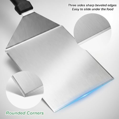 Cuttte Extra Wide Metal Smash Burger Spatula with Beveled Edges 6 x 5inches