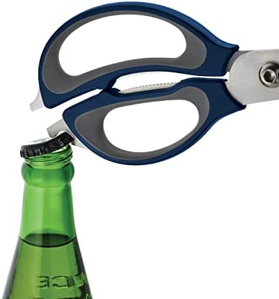 Farberware 4-in-1 Kitchen Scissors with Sheath, Navy and Grey