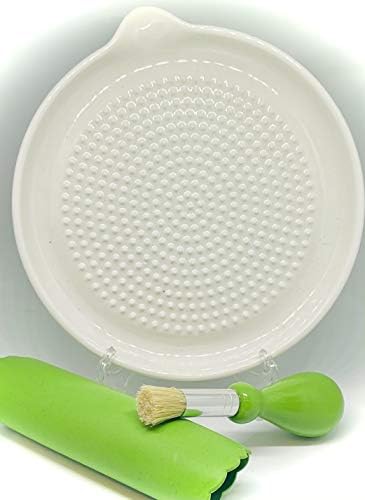 BonCera, Premium Ceramic Garlic Grater Plate Set - Large White Modern