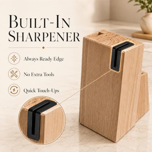 14 Pieces Kitchen Knife Set with Block, German Stainless Steel, BlackSilver