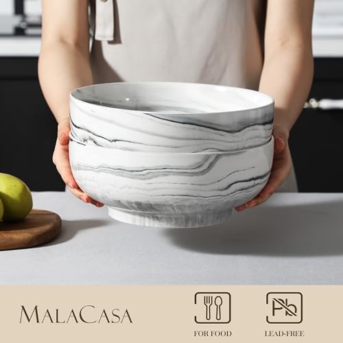 MALACASA Large Serving Bowls, 114 OZ(10") Ceramic Salad Bowls Set of 2
