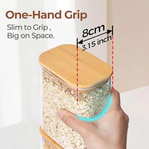 ComSaf Glass Pantry Storage Containers (0.7qt/1.2qt/1.6qt) Set of 6 Jars