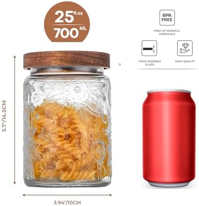 Adodeen Glass Storage Containers With Lids, Glass Jars With Lids, 24OZ