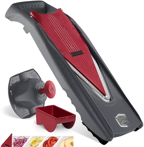 Börner by Reston Lloyd Mandoline Slicer Vital (Basic Set) • V-Slicer with 10 Cutting Styles & Safety Food Holder • Adjustable Kitchen Slicer & Dressing Function