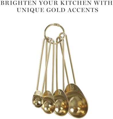 Martha Stewart Richburn 4-Piece Gold Stainless Steel Measuring Spoons Set – Durable and Stylish Kitchen Measuring Tools for Precise Baking and Cooking