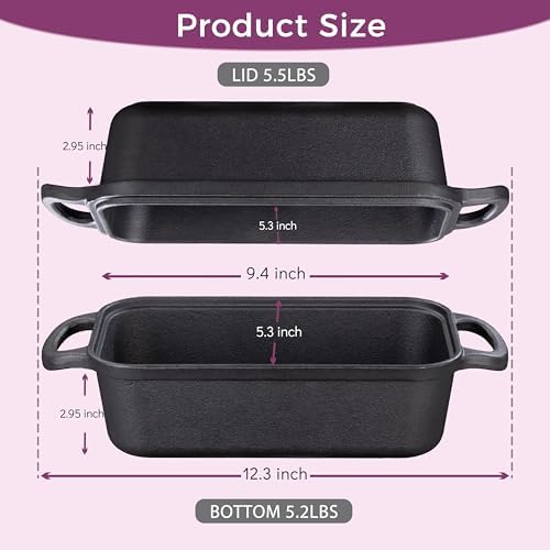 Cast Iron Loaf Pan with Lid 9x5 Inch,Sourdough Pan