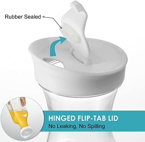 NETANY Plastic 50 Oz Water Carafe with Flip Top Lid, Set of 2 Square Base Juice Containers, Clear Plastic Pitcher - for Water, Iced Tea, Juice, Beverage, Cold Brew and Mimosa Bar - HAND WASH ONLY