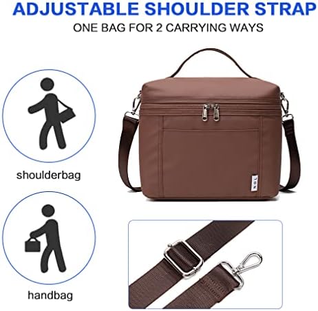 NOL 8L Insulated Lunch Bags for Women Cooler Bag Lightweight Nylon Waterproof Lunch Box For WorkMedium(normal), Coffee