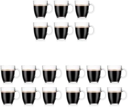Bodum Bistro Coffee Mug Single-Wall Tempered Glass, 6 Count, Clear, 10.1 Ounces (Pack of 3)