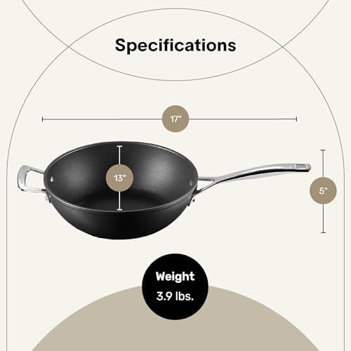 Calphalon Premier Hard-Anodized Nonstick Flat Bottom Wok Pan, Black, 13 In