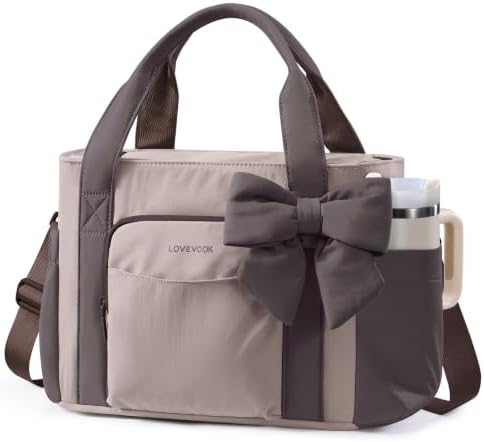 LOVEVOOK Insulated Lunch Box for Women,Adult Lunch Cooler Tote Bag with Bow