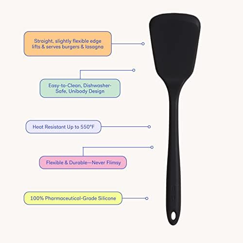 GIR: Get It Right Silicone Kitchen Spatula Turner - Non toxic cooking utensils for Nonstick Cookware, Cooking and Baking, Ultimate Turner - 13IN - Black