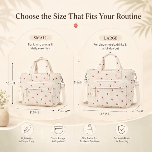 Bluboon Insulated Lunch Box for Work with Cup Holder, Corduroy Lunch Tote