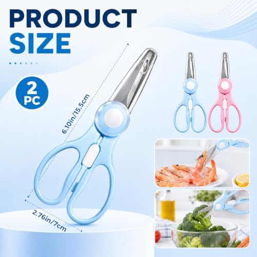 2Pcs Baby Food Scissors, Portable Travel Food Scissors for Kids