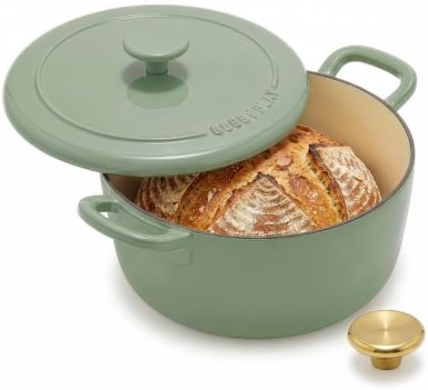 GreenPan x Bobby Flay 5.5QT Enameled Cast Iron Dutch Oven With Lid, Green