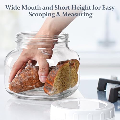 0.6Gal Airtight Glass Jar with Lid, Wide Mouth Mason Jar for Storage, 2 Pcs
