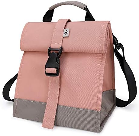 SUNNY BIRD Insulated Lunch Bag Rolltop Lunch Box (Pink)