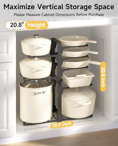 MUDEELA 8-Tier Pots and Pans Organizer under Cabinet, 20.8" H Heavy Duty