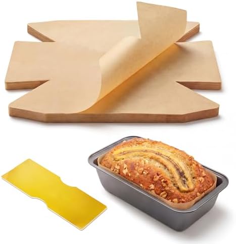 Bake Choice 100 Pcs Loaf Pan Liners for Baking Bread 9x5 Inch, Bread Pan Liners with Cardboard Formers, Non-Stick Pre Cut Unbleached Parchment Paper for Loaf Pan