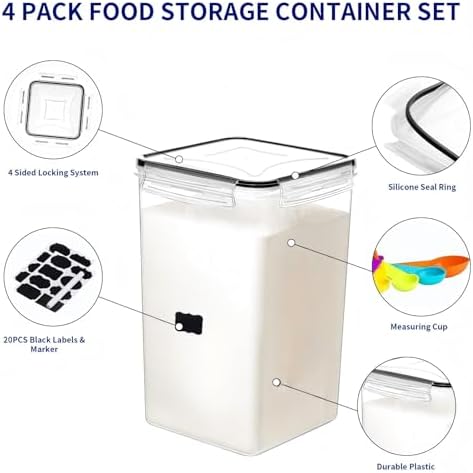 2pc 6.5L Airtight Food Storage Containers with Lids, Cups & Labels