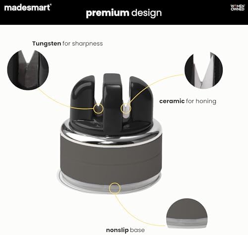 madesmart Knife Sharpener with Strong Grip Bottom, Black