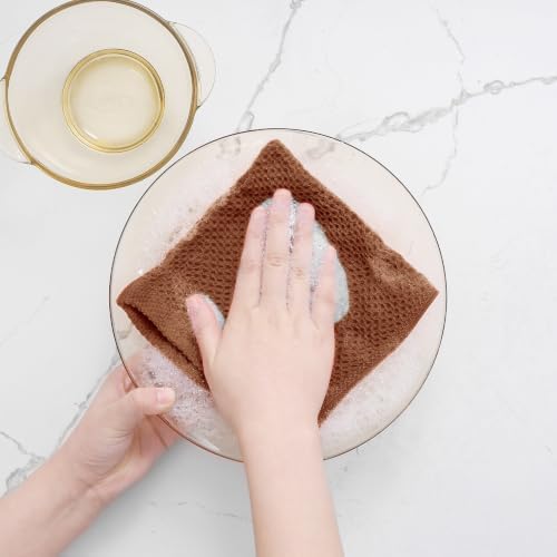 Homaxy 100% Cotton Waffle Weave Kitchen Dish Cloths 12-Pack, Caramel