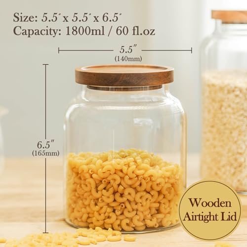 Labina Glass Jar with Wood Lid, Airtight Kitchen Storage Canister