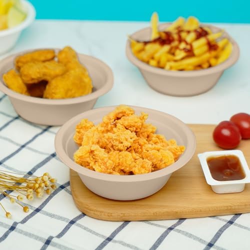 JINVOGREEN 200 Count 12 oz Paper Bowls Disposable Compostable Bowl, Natural
