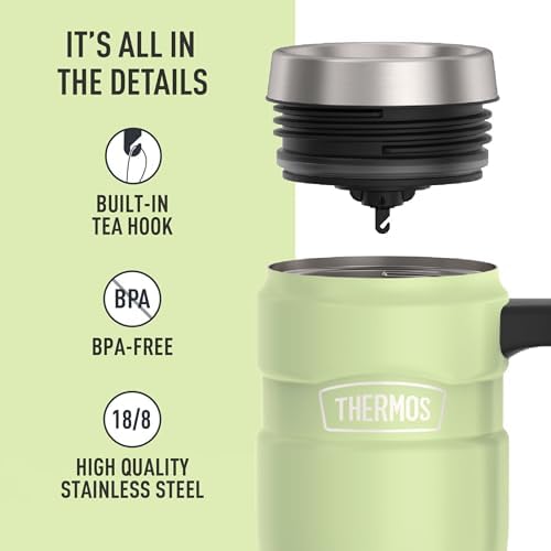 THERMOS Stainless King Travel Mug with Handle, 16oz, Matte Green
