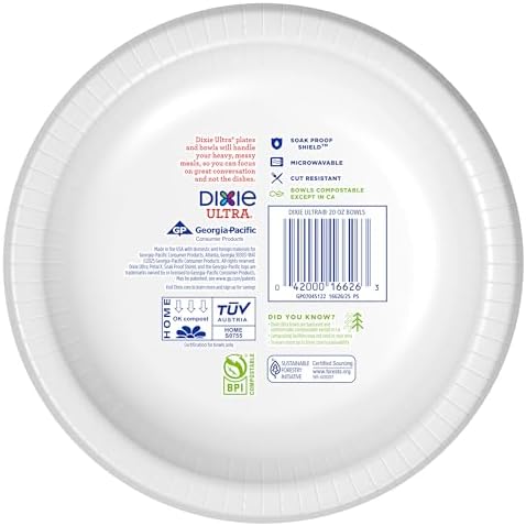 Dixie Ultra Large Paper Bowls 20oz, 25 CT