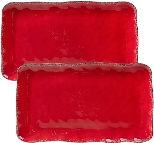 Farmhouse Rustic Melamine Serving Platters, set of 2, 17" x 10"