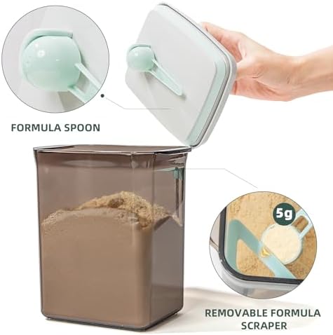 Baby Formula Container, 35 oz Airtight Powder Storage with 5g Scoop, Brown