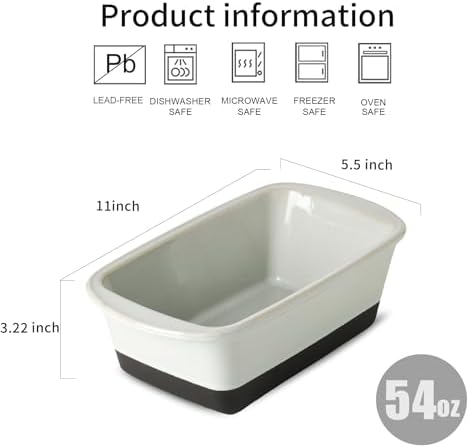 HVH Ceramic Loaf Pan for Baking Bread, 9 x 5 inch Baking Bread Loaf Pan, Rectangular Bread Pan, Bread Baking Pan for Cooking, Farmhouse Style (Black Pottery)