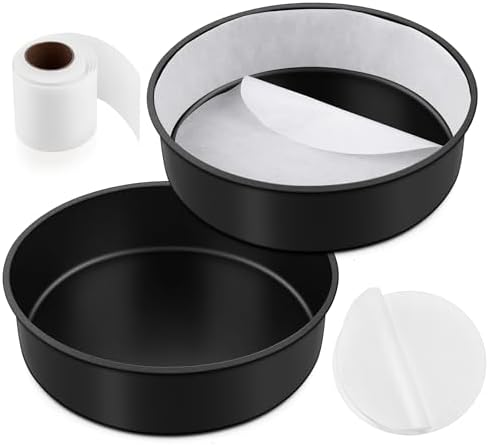 E-far 9.5 Inch Cake Pan, 2PCS Nonstick Small Cake Pans with Parchment Paper