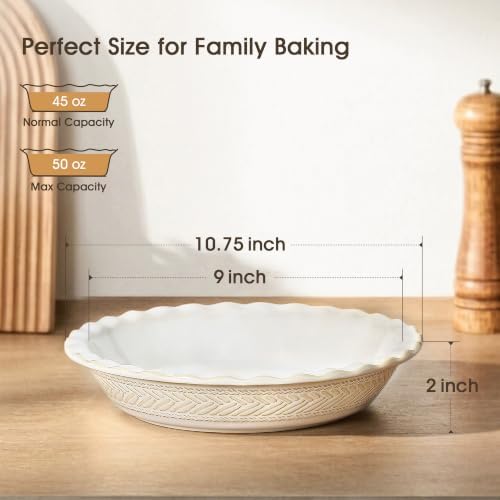 Ceramic Pie Pan, 9 in Pie Dish, Deep Dish Pie Plates for Quiche