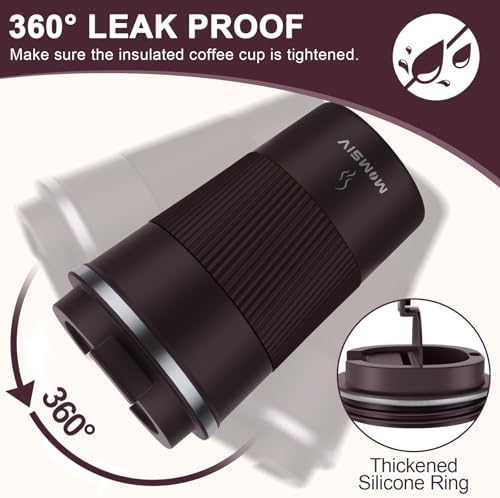 MOMSIV 12oz Travel Coffee Mug, Insulated Coffee Cups with Leakproof Lid