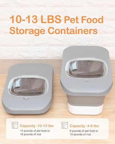 10-26Lbs Airtight Dog Food Container 2Pcs,Collapsible Pet Food Storage