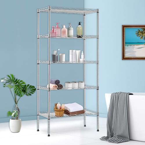 BestOffice | 5-Tier Wire Shelf | 22" x 12" x 48" | Chrome
